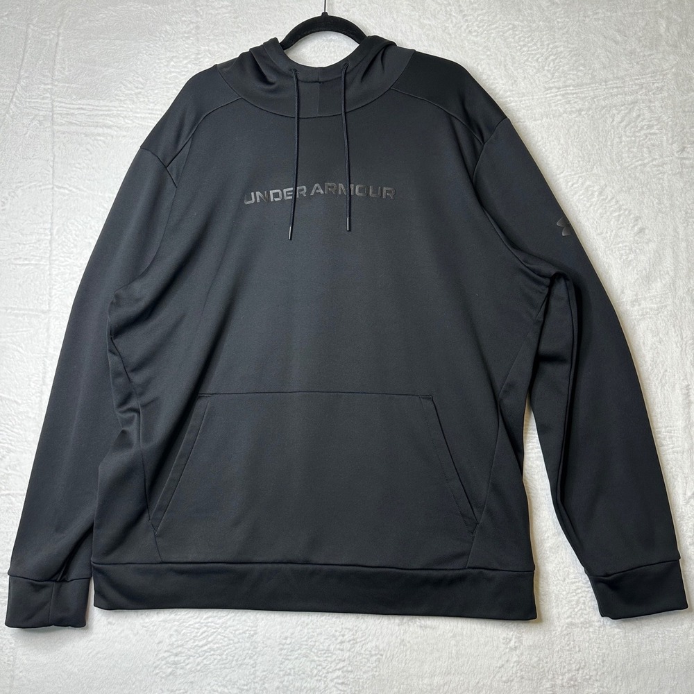 Under Armour Mens XXL Black Loose Fit Pullover Hoodie Kangaroo Pocket 0548